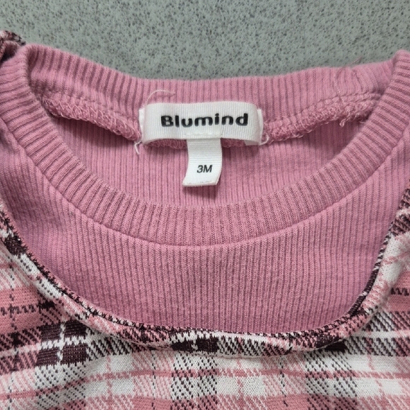 Pink Plaid Long Sleeve Baby Dress Blumind 3M - Picture 5 of 7